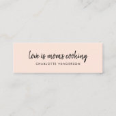 Momsキッチンピンクモダンミニレシピブックマークカード スキニー名刺 (裏面)