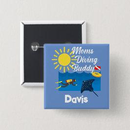 Momsダイビングバディデザイン – スクエアマグネットボタン 缶バッジ