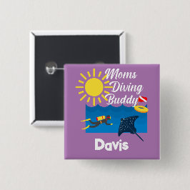 Momsダイビングバディデザイン – スクエアマグネットボタン 缶バッジ