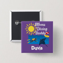 Momsダイビングバディデザイン – スクエアマグネットボタン 缶バッジ