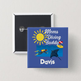 Momsダイビングバディデザイン – スクエアマグネットボタン 缶バッジ