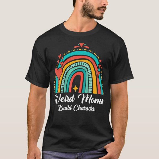 momsビルド風変わりキャラクターレインボーママ母D Tシャツ (正面)