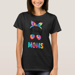 Momsビルド風変わりキャラクター絞り染めMessy Bun Mote Tシャツ