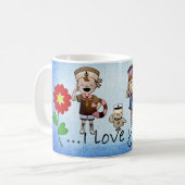 Moms航海のとFa向けの子供のビーチと海をテーマ コーヒーマグカップ (正面左)