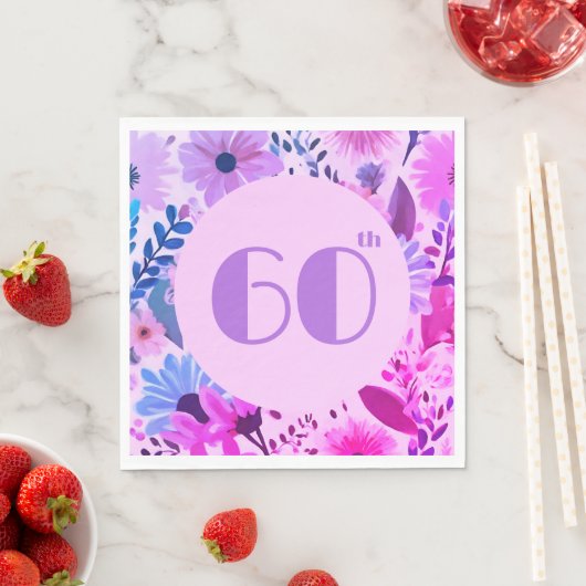 Moms誕生日ピンクおよび薄紫フローラパーティー スタンダードランチョンナプキン (インサイチュ)