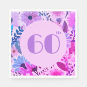 Moms誕生日ピンクおよび薄紫フローラパーティー スタンダードランチョンナプキン (正面)