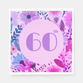 Moms誕生日ピンクおよび薄紫フローラパーティー スタンダードランチョンナプキン