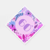 Moms誕生日ピンクおよび薄紫フローラパーティー スタンダードランチョンナプキン (角)