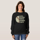 Moms Against White Baseball Pants Woman Saying Quo スウェットシャツ (正面フル)