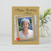 Mom's Birthday framed photo, lace and heart カード (スタンド正面)