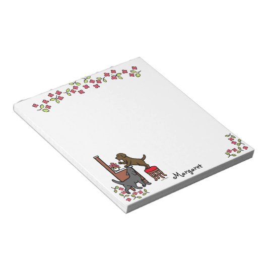 Mom's Chocolate LabとBlack Lab ノートパッド (アングル)