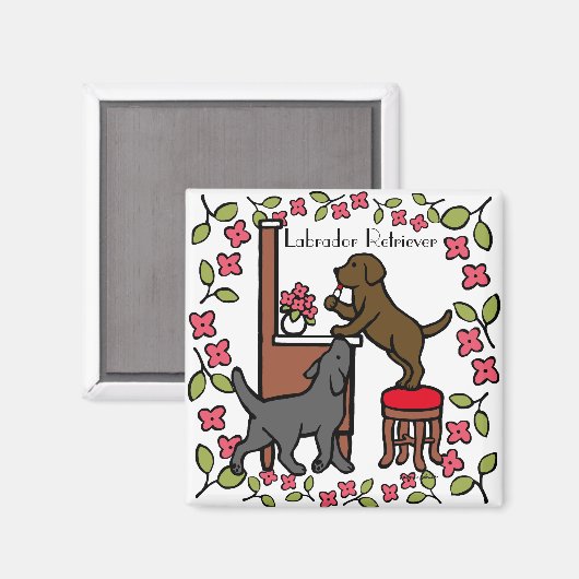 Mom's Chocolate LabとBlack Lab マグネット (正面/裏面)