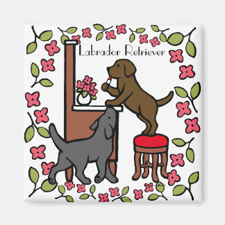 Mom's Chocolate LabとBlack Lab マグネット