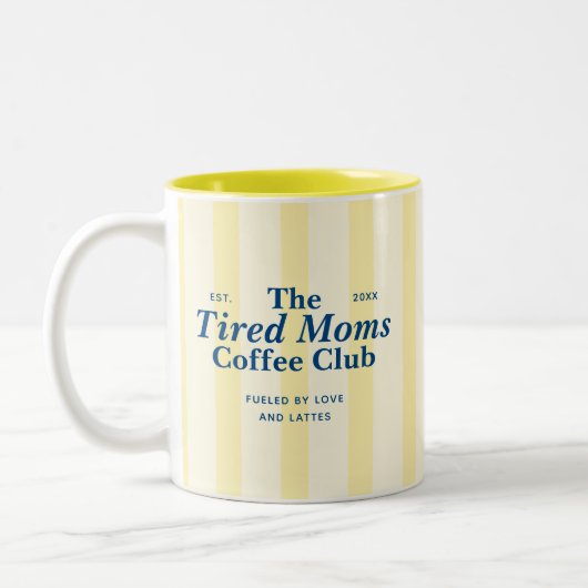 Moms Club Typography Yellow Stripes ツートーンマグカップ (左)