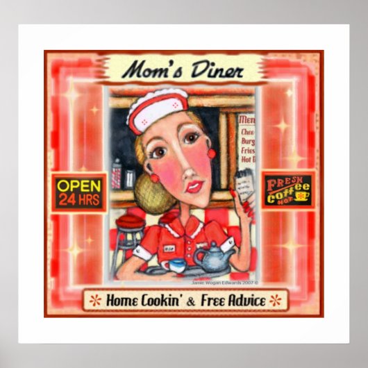 Mom's Diner Retro Kitchen Art Poster Print ポスター (正面)