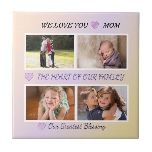 Mom's Grace - パステル4枚の写真トリビュート タイル (正面)