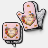 Mom's Heart & Chicken Oven Mitt & Pot Holder Set  鍋つかみ&鍋敷きセット (正面/裏面)