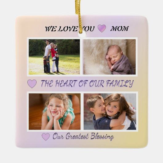 Mom's Joy - Pastel 4 Photo Tribute セラミックオーナメント (正面)