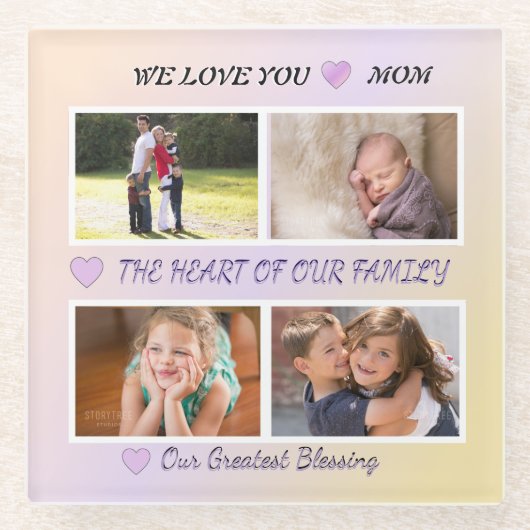Mom's Light - Pastel 4 Photo Tribute ガラスコースター (正面)