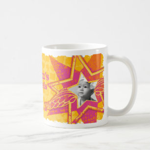 Mom's/Mum's angels in stars yellow/pink photo mug コーヒーマグカップ