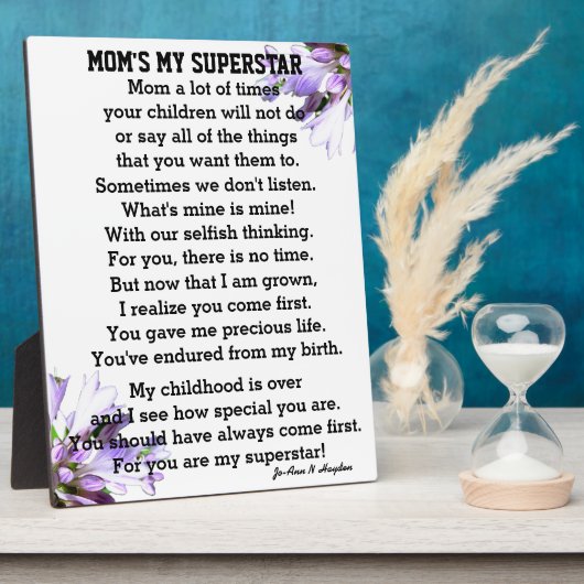 MOMS MY SUPTER STAR Tabletop Plates with Easel フォトプラーク (側面)