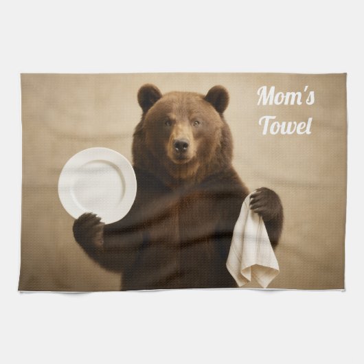 Mom's Personalized Bear Kitchen Towel キッチンタオル (横)