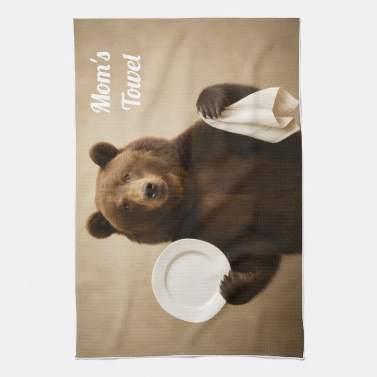 Mom's Personalized Bear Kitchen Towel キッチンタオル (縦)
