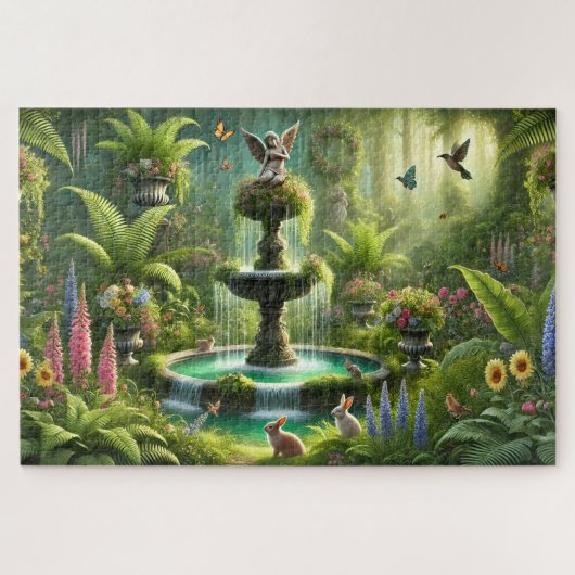 Mom's Secret Garden Enchanting Fountain Oasis ジグソーパズル (横)