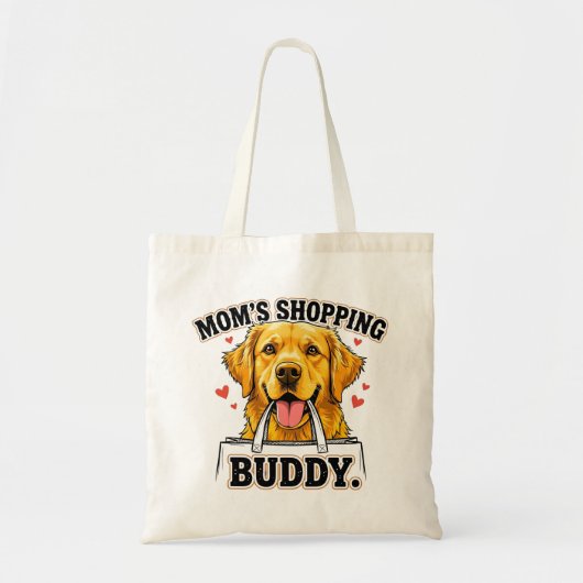 Mom's Shopping Buddy Golden Retriever トートバッグ (正面)