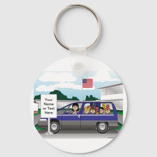 Mom's Taxi Cartoon by PrintedPerfection.com Coffee キーホルダー (正面)