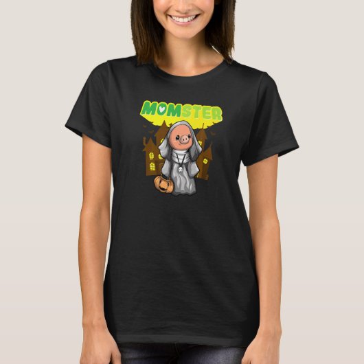 Momsterモンスターママ怖いハロウィンママ怖いC Tシャツ (正面)