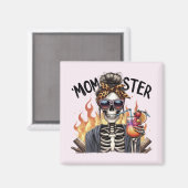Momster：火のようなスケルトンのママはサングリアを飲む マグネット (正面/裏面)