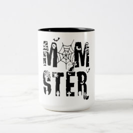 Momster Funny Halloween Spider Bat Graphic ツートーンマグカップ