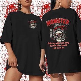 MOMSTER Funny Mom Skull T-Shirt,Angry Mom Monster トライブレンドＴシャツ