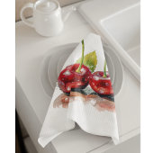 monさくらんぼ、2つのさくらんぼ水の色のカスタマイズ キッチンタオル