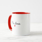 Mon Amour French Love Coffee Mug with Red Heart マグカップ (正面左)