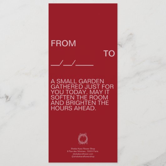 Mon Coeur Message Card 招待状 (裏面)