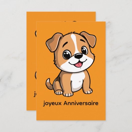 Mon Meilleur Ami Chiot - Invitation Anniversaire 招待状 (正面/裏面)