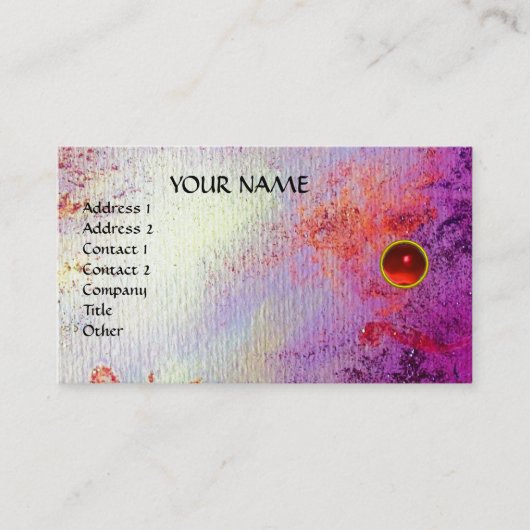 MON RUBY, AGATA, bright red violet gray金ゴールド 名刺 (正面)