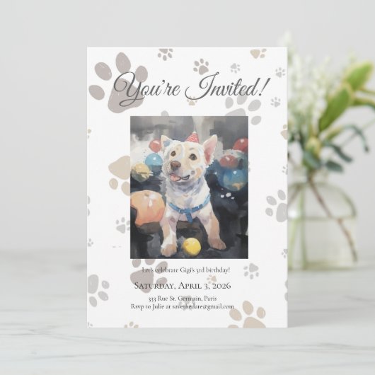 Mon Toutou French Inspired Dog Birthday Invitation 招待状 (スタンド正面)
