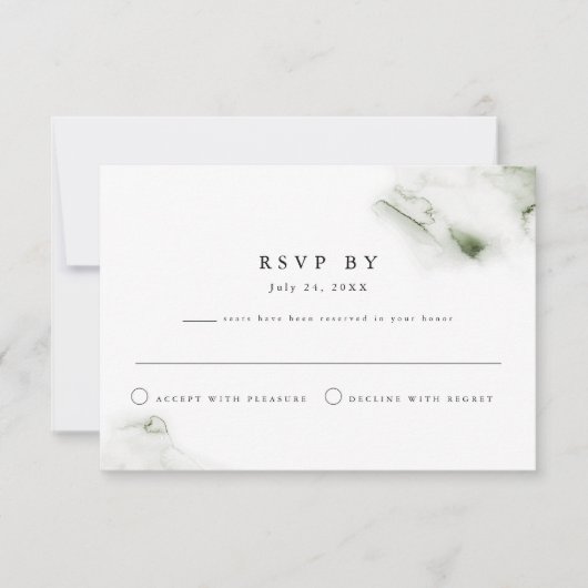 MONAミニマリストグリーンウォータービーチテーマRSVP 招待状 (正面)