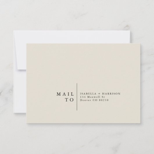 MONAミニマリストグリーンウォータービーチテーマRSVP 招待状 (裏面)