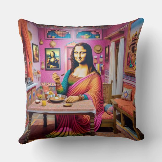 Mona eating Indian Foods クッション (裏面)