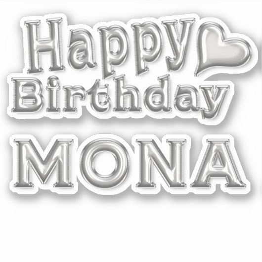 Mona Happy Birthday silver Aufkleber Sticker シール (正面)