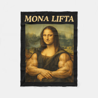 Mona Lifta Funny Mona Lisa Lifting Workout Gen Z フリースブランケット