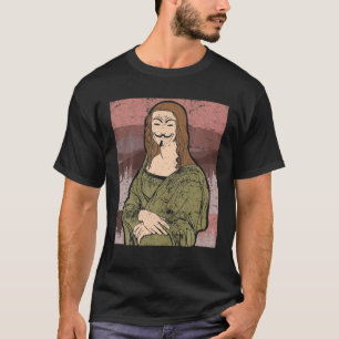 Mona Lisa匿名マスクハッカーマスクプログラマ Tシャツ