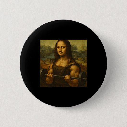 Mona Lisa重みを持ち上げる強力なアートゲインBodybui 缶バッジ (正面)