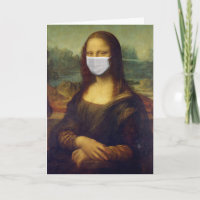 MONA LISA顔マスク挨拶カード、おもしろい用