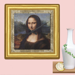 Mona Lisa、レオナルド・ダ・ヴィンチ、Framed Canvas スクエア壁時計