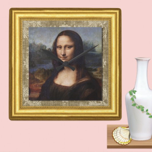 Mona Lisa、レオナルド・ダ・ヴィンチ、Framed Canvas スクエア壁時計